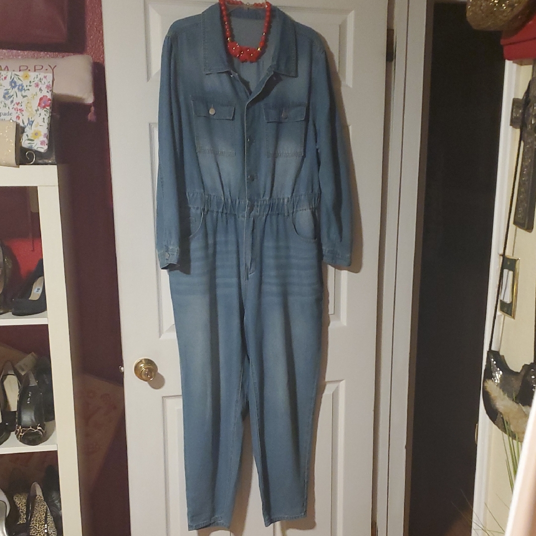 Shein Blue Denim Jumpsuit, Size 2x